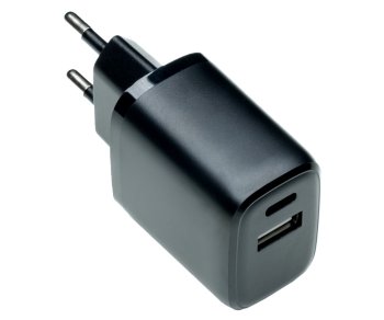 USB C+A töltő/tápegység 20W, PD, fehér, Power Delivery doboz, fekete, DINIC doboz